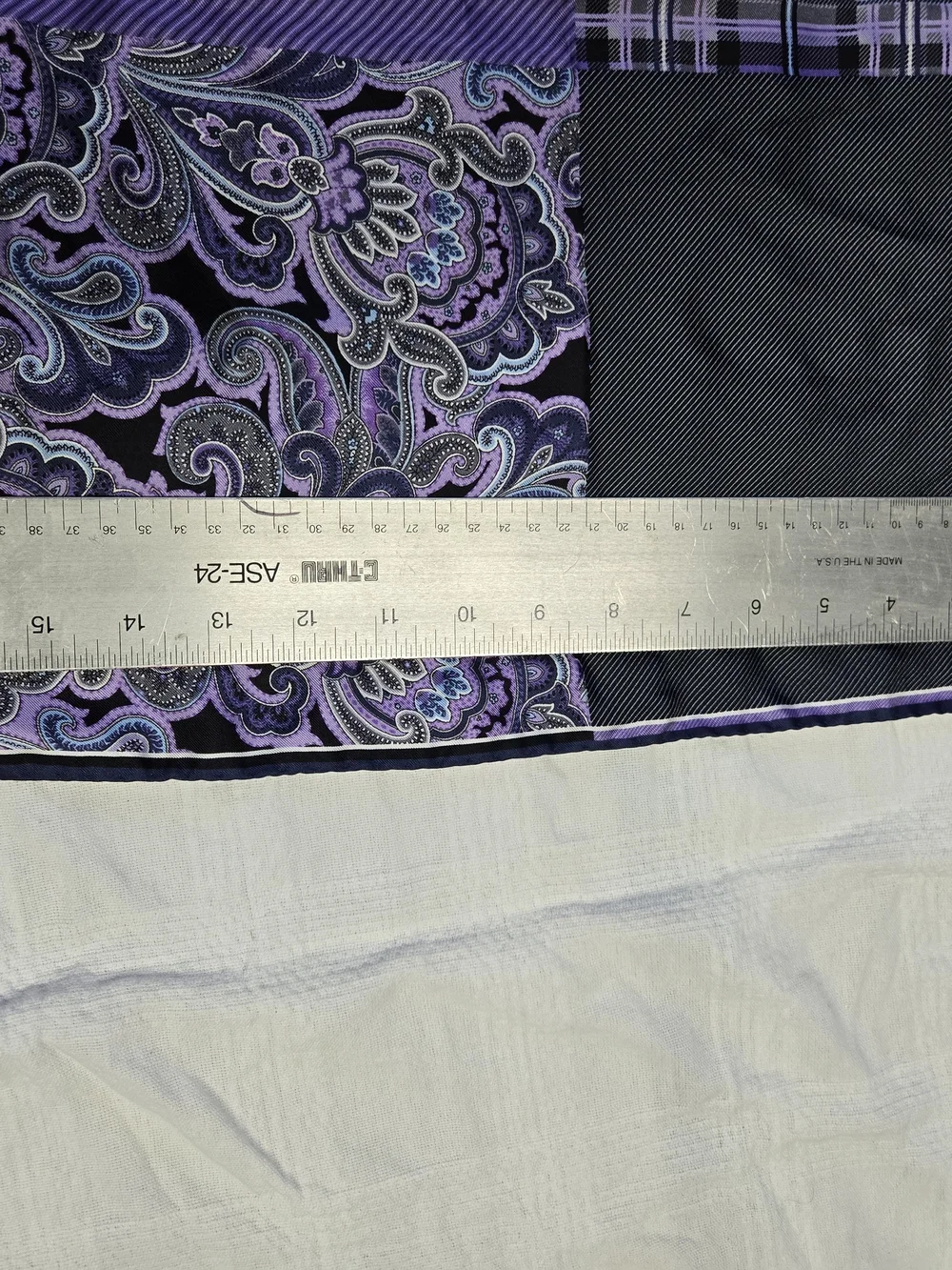 Silk Purple Patchwork Paisley Scarf